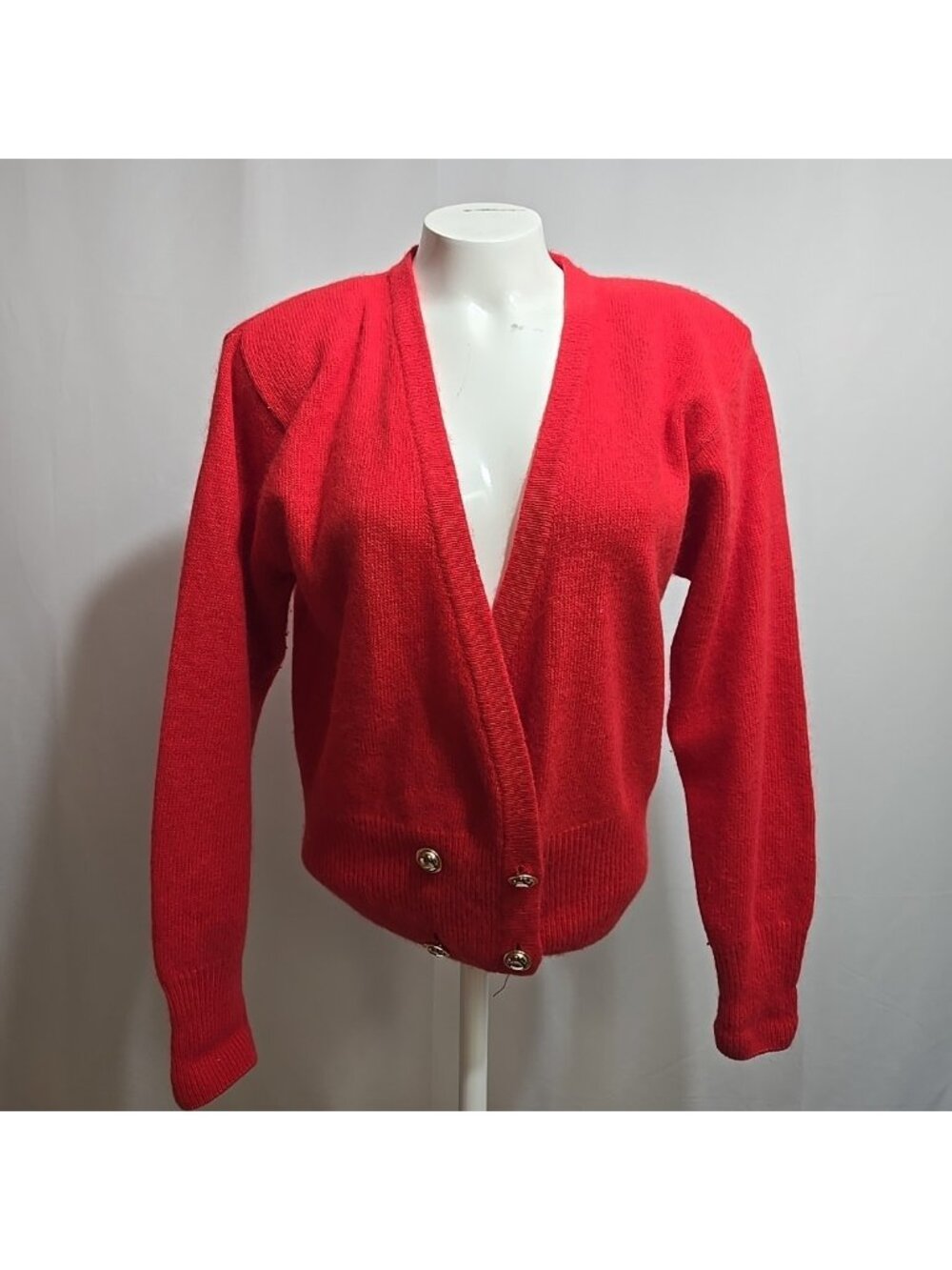 VTG Reed Hunter Double Breasted Cardigan Sweater Size Medium Lambswool Angora